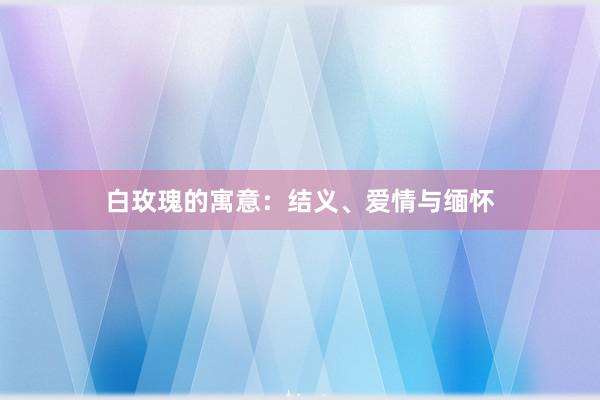 白玫瑰的寓意：结义、爱情与缅怀